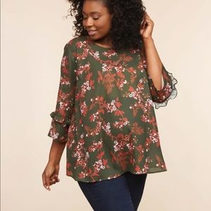 Motherhood Maternity- Plus- Ruffle Sleeve Blouse
